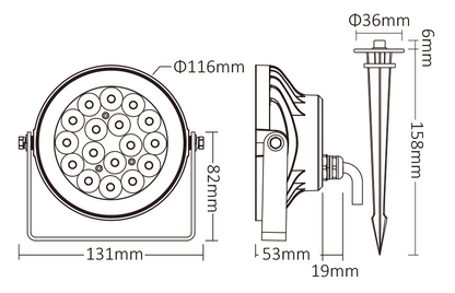 9W RGB+CCT Smart LED Garden Light (DC24V)